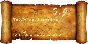 Takács Jusztina névjegykártya